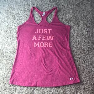 Under Armour pink tank top. “Just a few more”